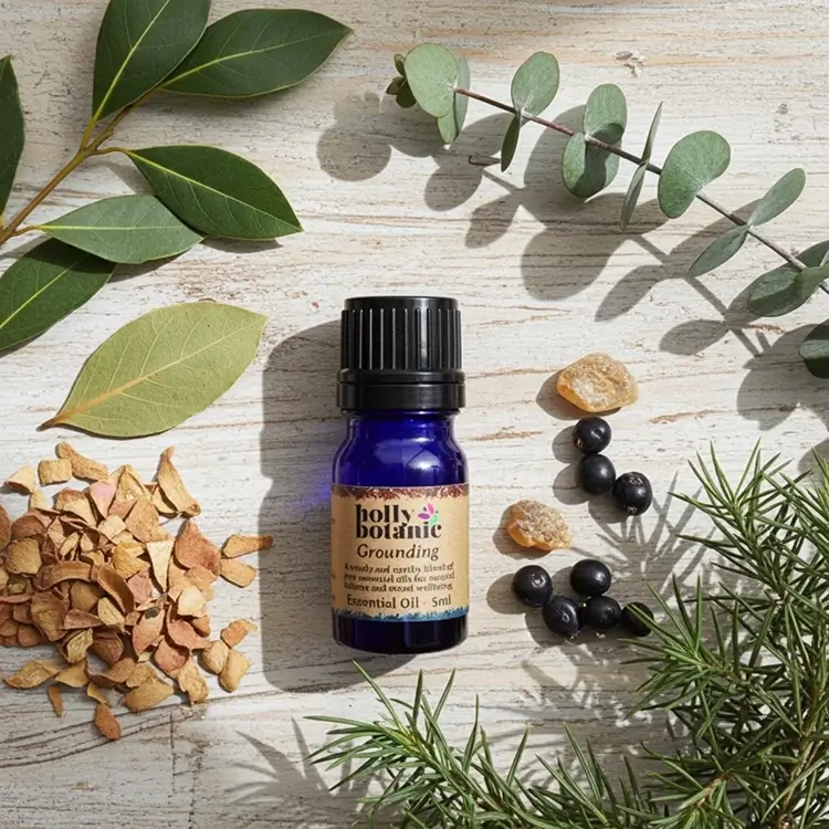 Grounding essential oil blend showing scent profile