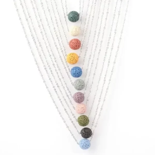 All lava stone necklace colours together on chains