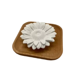 Astelia passive flower diffuser. Ceramic flower on wooden base for use with essential oils.