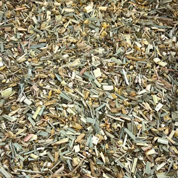 Close up of loose Balance tisane showing ingredients