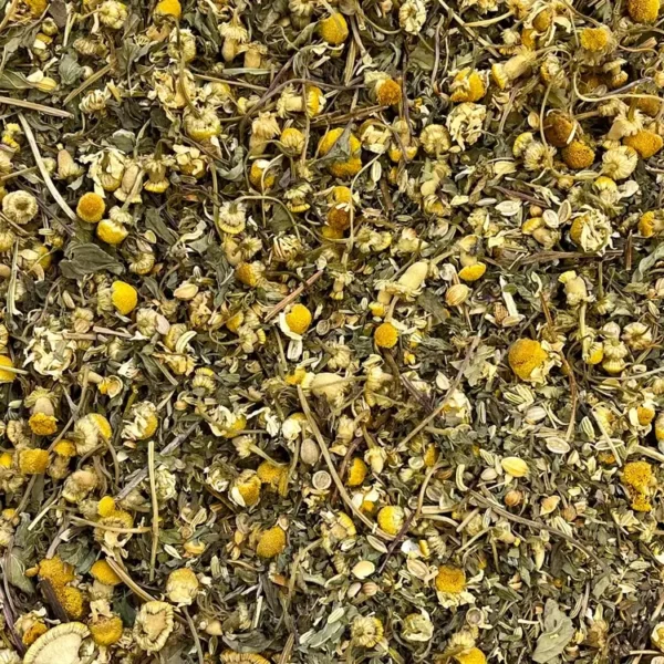 Close up of loose Digest tisane showing ingredients
