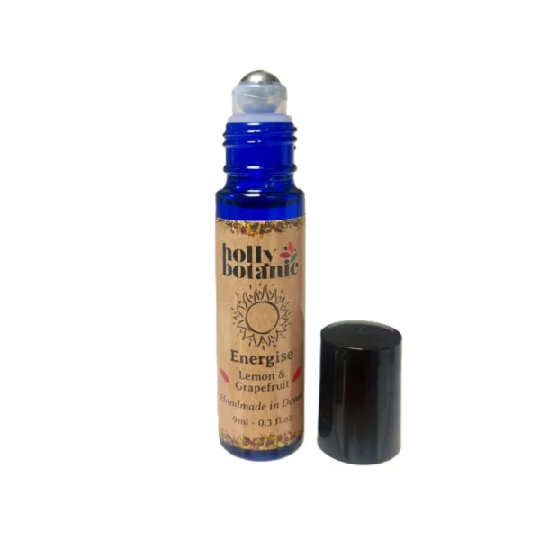 Oils for energy roll-on pulse point bottle 9ml lid off