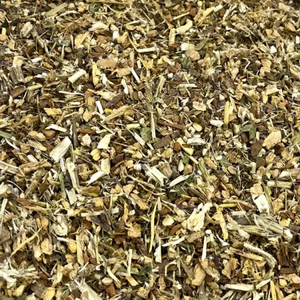 Close up of loose Soothe tisane showing ingredients