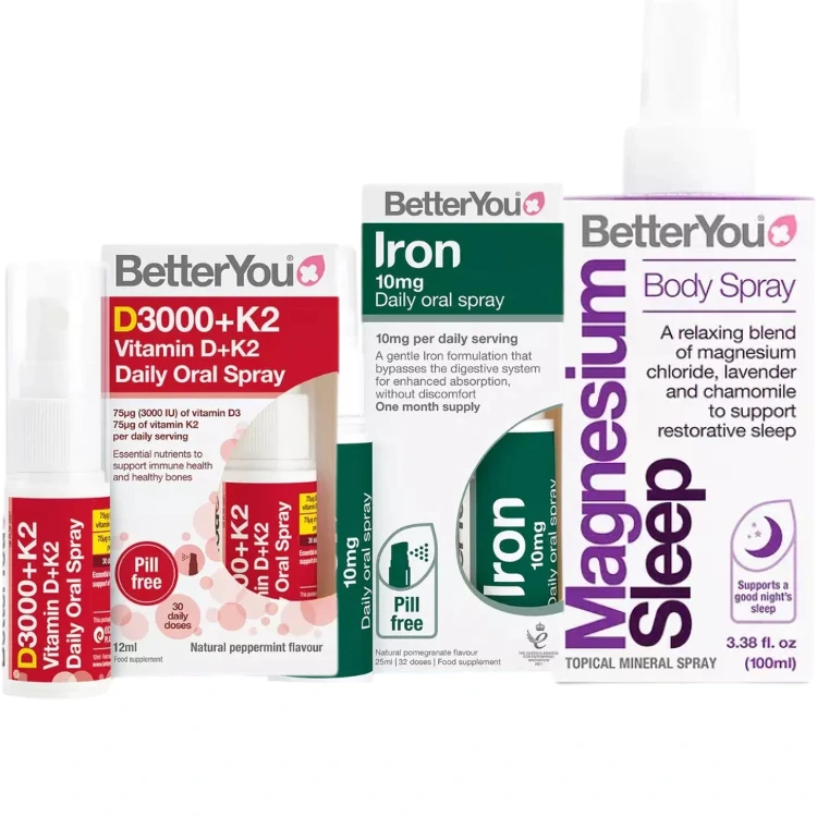 BetterYou vitamin and mineral spray supplements category. BetterYou vitamin sprays, magnesium sprays and sleep sprays.