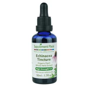Echinacea Tincture. Organic fresh whole herb extract, high strength 1:1, 45% alcohol. 50ml Bottle