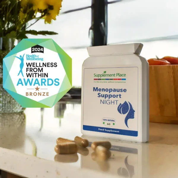 Menopause Support night capsules, lifestyle image.