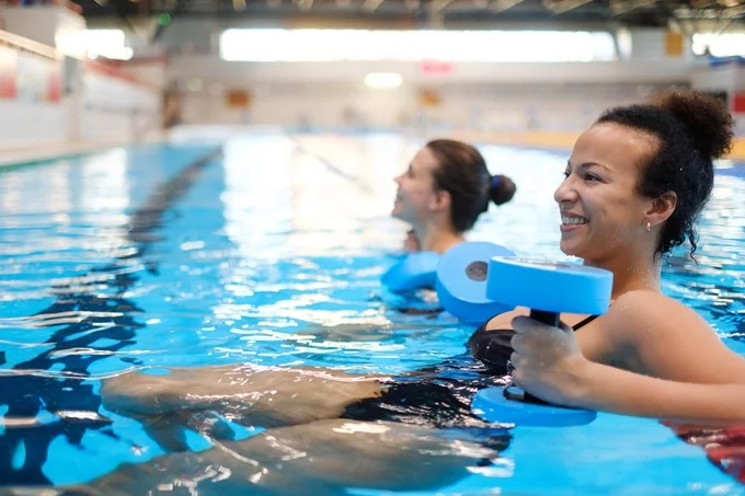 Low impact exercises, such as aqua aerobics, can help to ease menopausal joint pain.