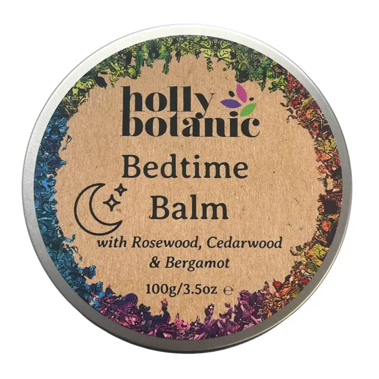 Bedtime body balm with rosewood and cedarwood by Holly Botanic, 100g in tin