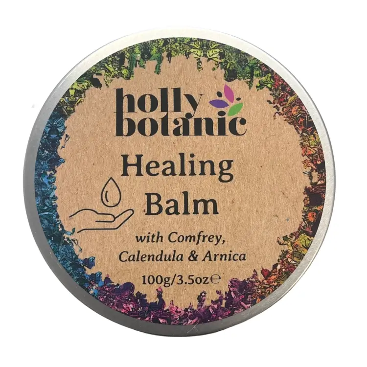 Healing body balm with arnica and comfrey by Holly Botanic, 100g tin