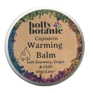 Capsaicin warming body balm with chilli, ginger and black pepper by Holly Botanic, 100g tin