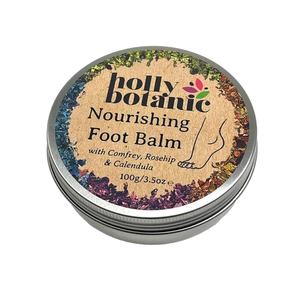 Nourishing foot balm comes in a 100g aluminium, screw top, recycleble tin.