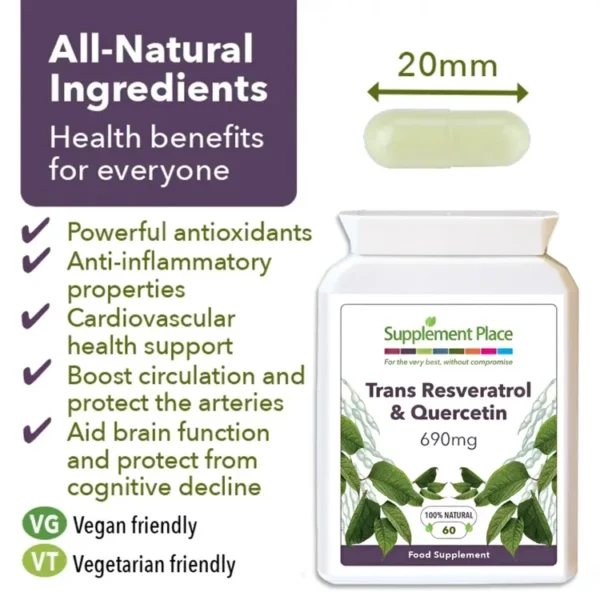 Trans Resveratrol & Quercetin Capsules Benefits Image.