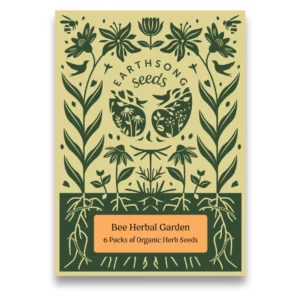 Bee herbal garden organic seeds. 6 packs of organic seeds including bee balm, echinacea, golden rod, motherwort and thyme to sow, grow and harvest.