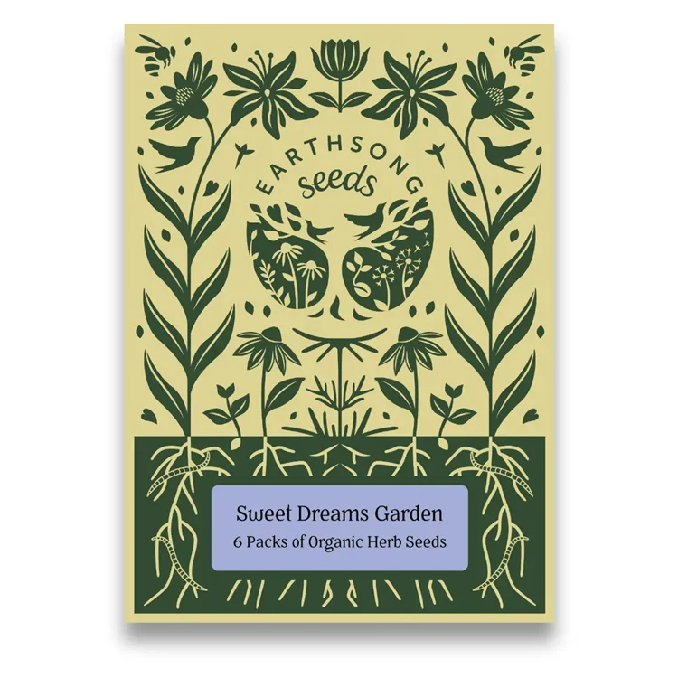 Sweet Dreams Garden organic herb seeds. A selection of herb seeds to sow, grow and harvest to help relax and sleep.