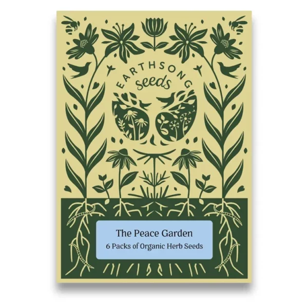 The Peace Garden, 6 organic herb seeds to sow and grow. Includes lemon balm, marshmallow, skullcap, st johns wort and wood betony.