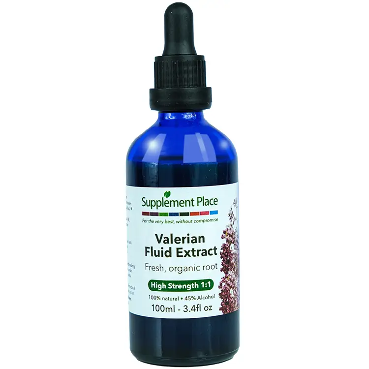 Valerian Tincture for Sleep. Fresh, organic root extract, high strength 1:1, 45% alcohol. 100ml glass bottle with dropper lid.
