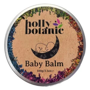 Baby balm by Holly Botanic is a gentle and natural balm designed for nappy rash, eczema or baby massage. A 100g aluminium, recyclable tin.