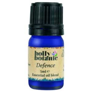 Defence essential oil blend by Holly Botanic. A 5 or 10ml recyclable, blue glass, recyclable dropper bottle.