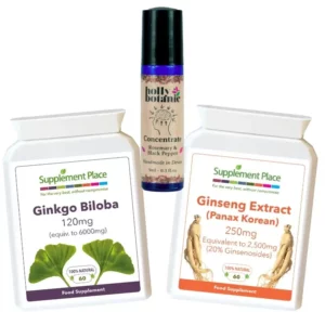 Focus Bundle - ginkgo biloba x 30, panax korean ginseng x 30, concentrate roll on oil