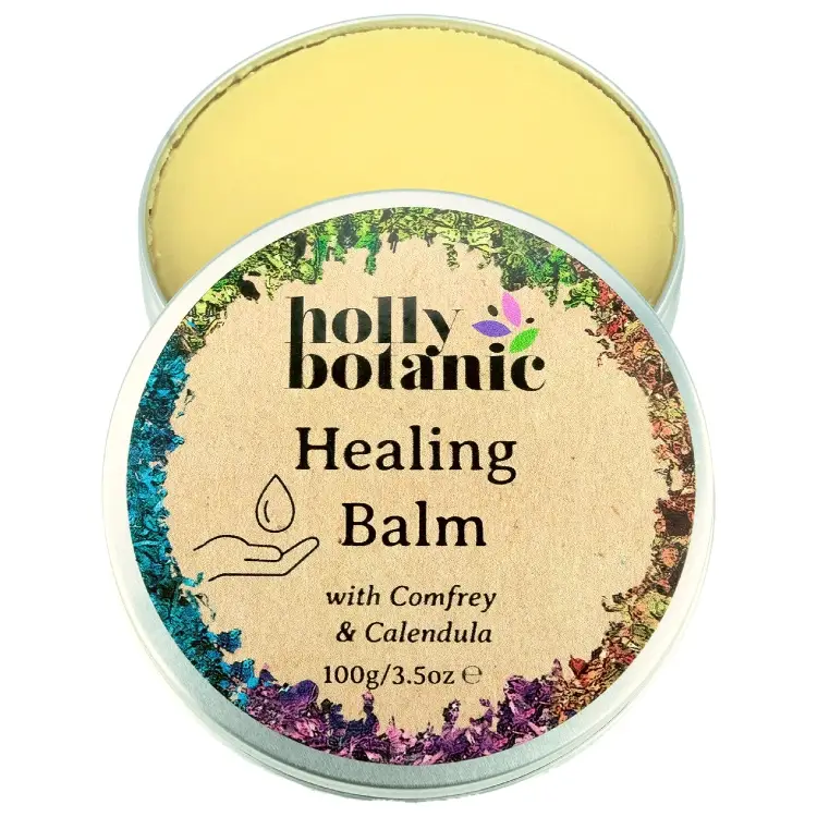 Healing Body Balm made from rich plant butter and extracts. Free from essential oils so perfect for sensitive skin. Supplied in a 100g recyclable, aluminium tin.