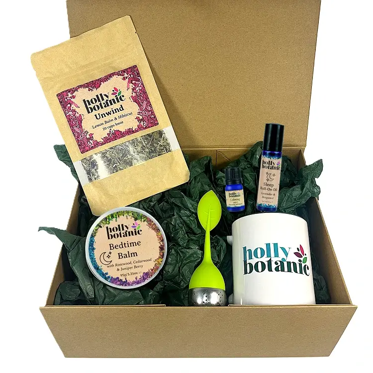 Sweet dreams gift set by Holly botanic. Presented in a magnetic-close cardboard box