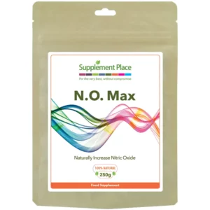 N.O. Max Powder - A nitric oxide supplement with 8 natural ingredients. Sent in a resealable, recyclable pouch.