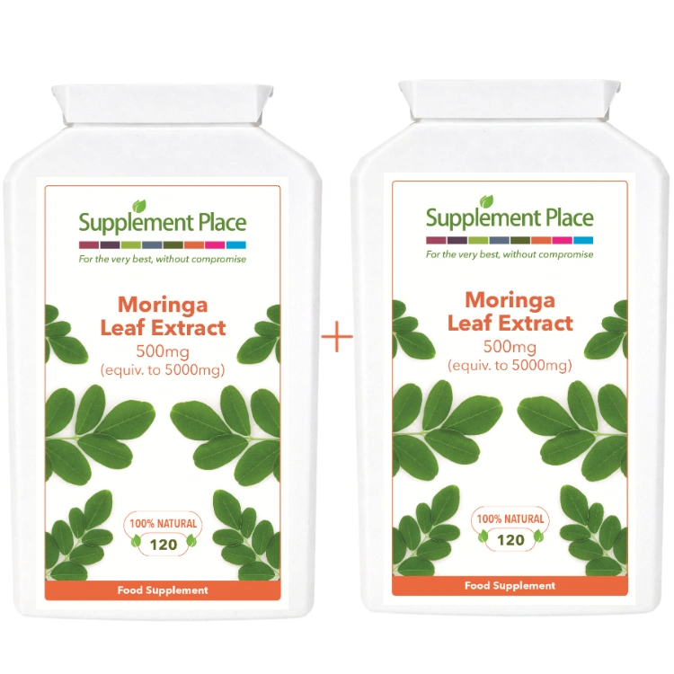 Moringa Leaf extract. 500mg capsules, equivalent to 5,000,g 240 capsules supplied in 2 x recyclable, letterbox-friendly pots.