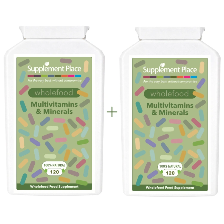 Wholefood Multivitamin and Mineral Capsules - 240 capsules supplied in 2 x recyclable, letterbox-friendly pots.