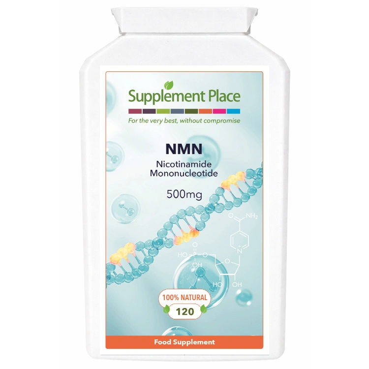NMN nicotinamide mononucleatide 500mg. 120 capsules supplied in a recyclable, letterbox-friendly pots.