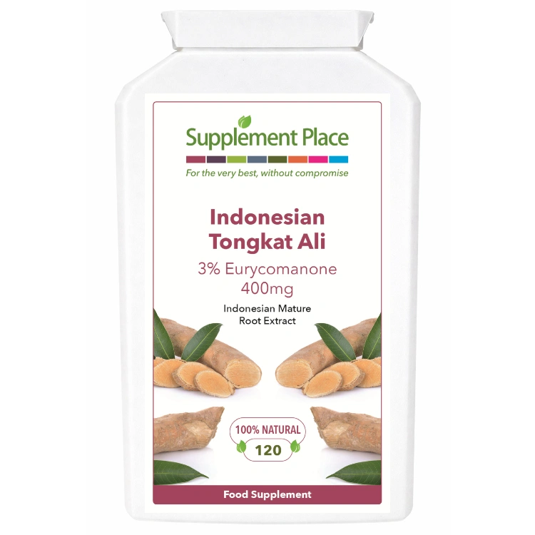 Tongkat ALi 3% eurycomanone 400mg. 240 capsules supplied in a recyclable, letterbox-friendly pots.