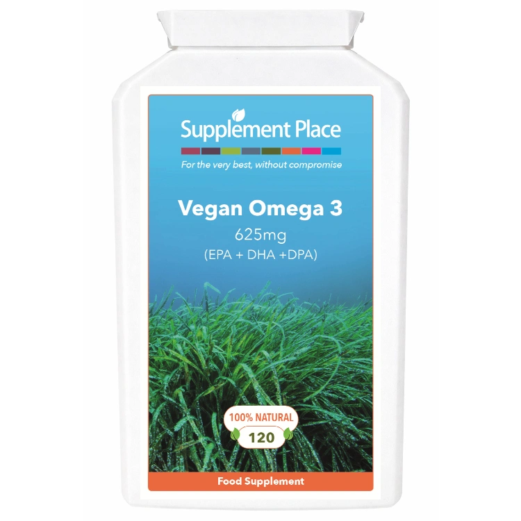 Vegan omega 3 capsules sourced from algae. Providing 98mg DHA, 124mg EPA, 34mg DPA. 120 capsukes Supplied in a recyclable, letterbox-friendly pot.