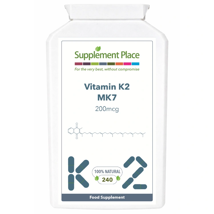Vitamin K2, MK7 - 200mcg. 240 capsules supplied in 1 x recyclable, letterbox-friendly pots.
