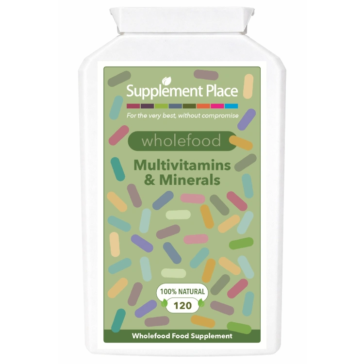 Wholefood Multivitamin and minerals. 120 capsules supplied in a recyclable, letterbox-friendly pot.