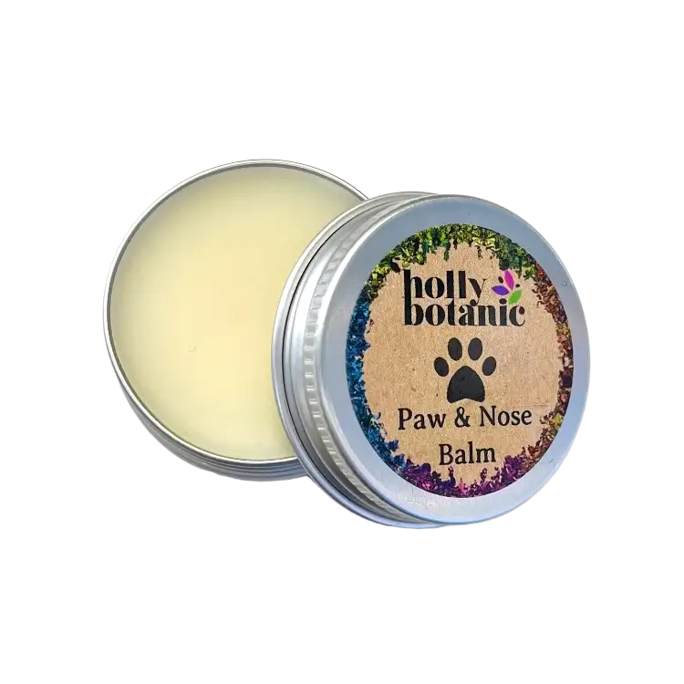 Holly Botanic nose and paw balm for dogs, 15ml tin, lid off