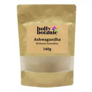 Dried ashwagandha root supplied in recyclable, heat-sealed pouches
