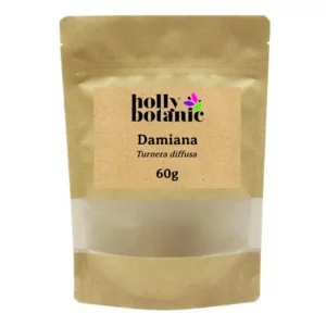 60g Damiana supplied in a recyclable, heat-sealed pouch.