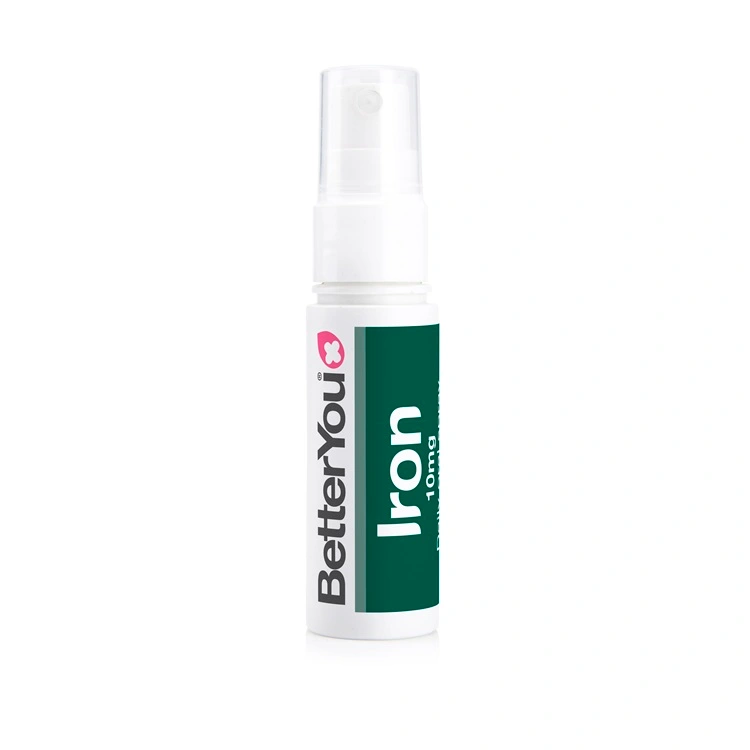 BetterYou Iron Oral Spry 25ml. 10ml of Iron per serving, 32 doses. Pomegranate flavour. Open