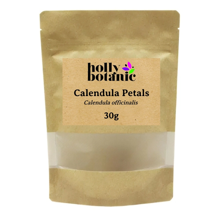 Dried calendula Petals supplied in recyclable, heat-sealed pouches.