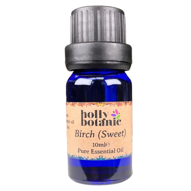 Birch essential oil available in either 5ml or 10ml blue glass, recyclable dropper bottles.