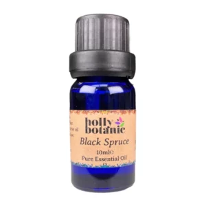 Black Spruce essential oil available in either 5ml or 10ml blue glass, recyclable dropper bottles.