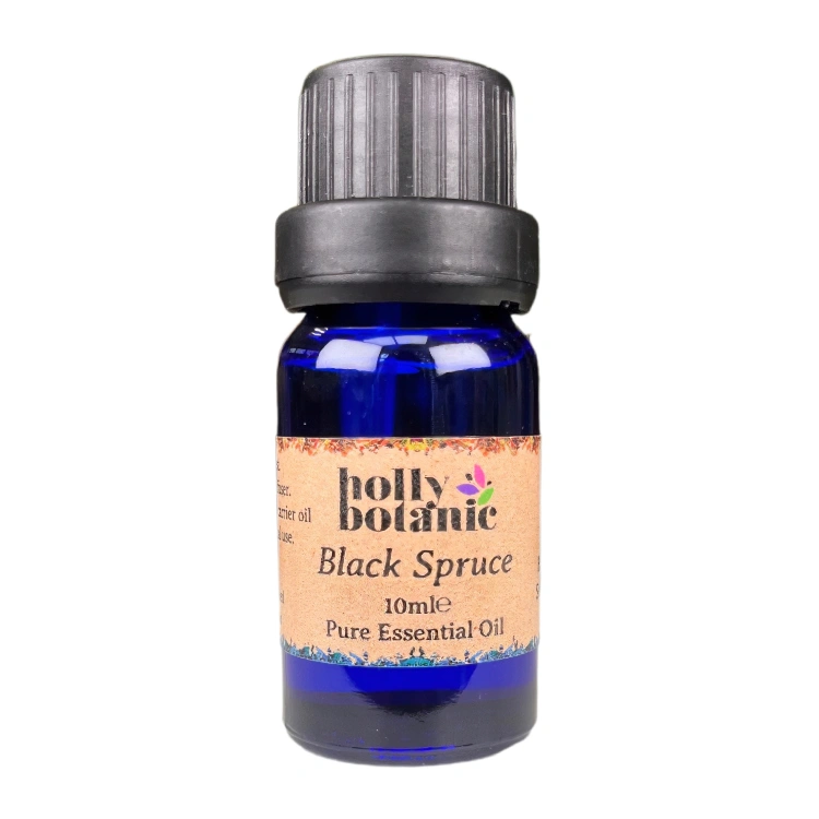 Black Spruce essential oil available in either 5ml or 10ml blue glass, recyclable dropper bottles.