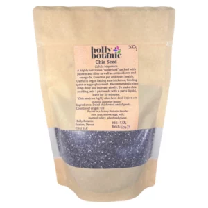 Chia Seeds supplied in recyclable, heat-sealed pouches. Available in small, medium or large.