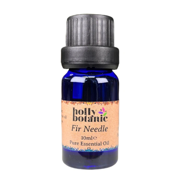 Fir needle essential oil available in either 5ml or 10ml blue glass, recyclable dropper bottles.