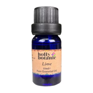 Lime essential oil available in either 5ml or 10ml blue glass, recyclable dropper bottles.