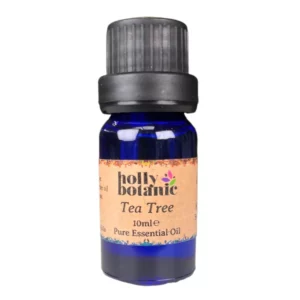 Tea Tree essential oil available in either 5ml or 10ml blue glass, recyclable dropper bottles.