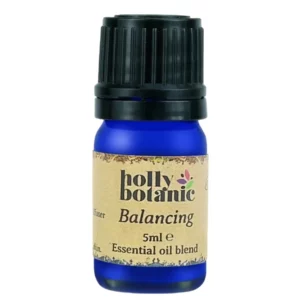 Balancing essential oil blend supplied in a blue glass dropper bottle. Available in 5ml or 10ml