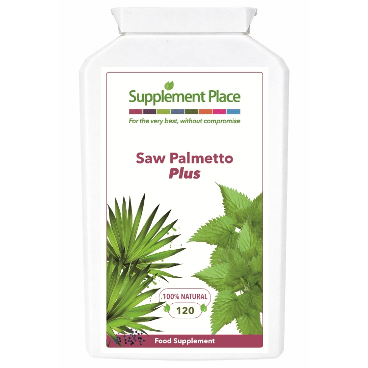 Saw Palmetto Plus 600ml - Saw Palmetto, Lycopene, Nettle - 120 capsules supplied in a recyclable, letterbox-friendy pot.